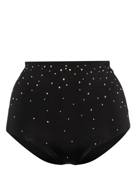 Black crystal-embellished high-waisted bikini bottoms Forte Forte - women